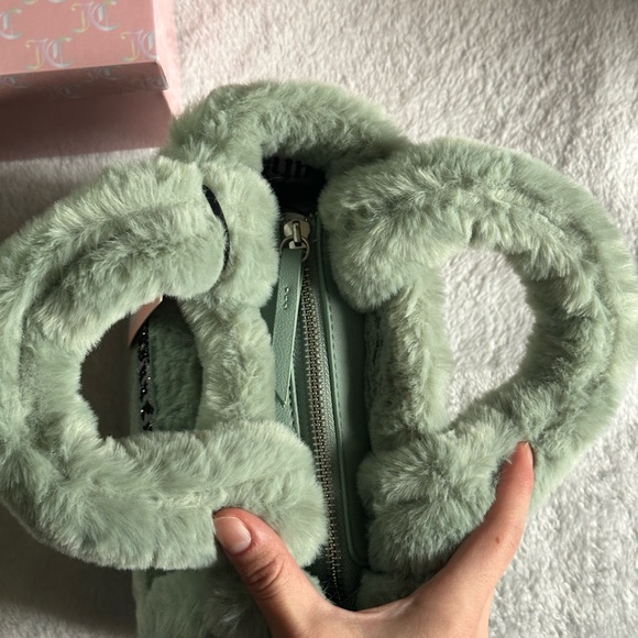 Juicy Couture Green Faux Fur Mini-Handbag NWT Y2K Rhinestone Logo - Picture 4 of 5
